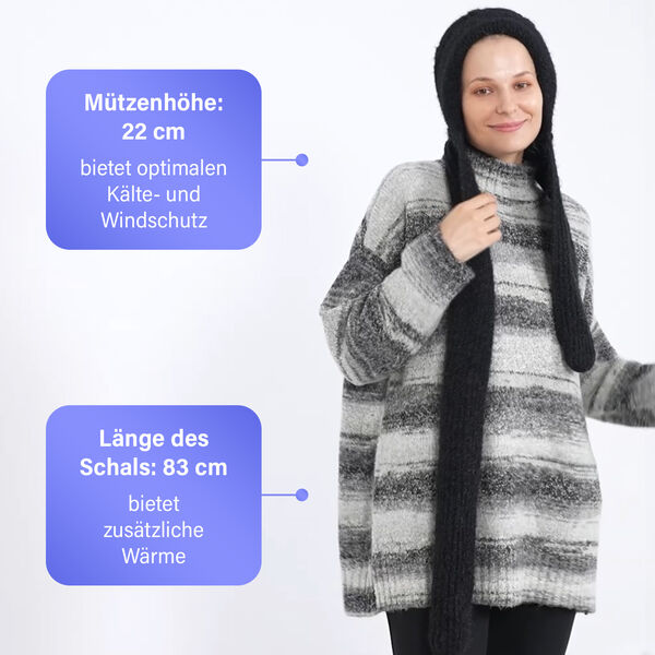 2-in-1 Mützen- und Schalset, Winddicht und Wärmend, Schwarz image number 5