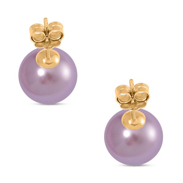 Lila Muschelkernperle Ohrringe 925 Silber vergoldet image number 5