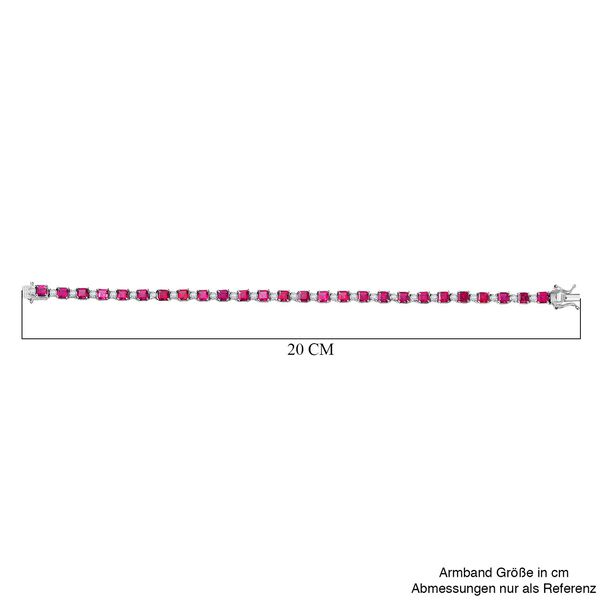 D'Joy Nat&uuml;rlicher Rhodolith Granat, Wei&szlig;er Zirkon Armband ca. 19 cm 925 Silber rhodiniert ca. 14.43 ct image number 5