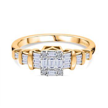 LUXURIANT SGL zertifizierter SI-GH Labor Diamant Ring, 925 Silber 750 Gelbgold Vermeil - 0,50 ct.