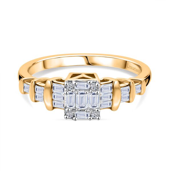 LUXURIANT SGL zertifizierter SI-GH Labor Diamant Ring, 925 Silber 750 Gelbgold Vermeil - 0,50 ct.