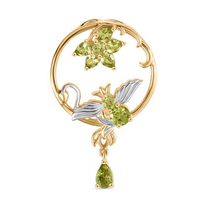 Djoy Nat&uuml;rlicher Peridot Anh&auml;nger 925 Silber platiniert und vergoldet ca. 1.95 ct