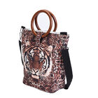 Handtasche mit Holzgriff, Tiger Muster, Größe 32x12x29cm, Braun image number 2