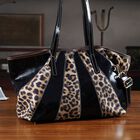 "Chaos by Elsie Genuine Leather Tote bag with RFID Color:black Embossed crocdile shining rhomboid pattern Size: 33*13*24CM              Wall: Genuine Leather Lining: Polyester                Exterior:zipped-2, Interior:zipped-2 , slip-2               " image number 1