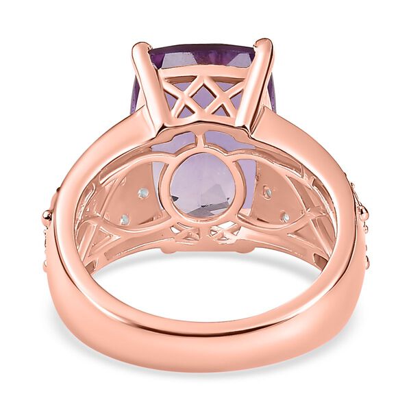 Rose De France Amethyst, weißer Zirkon Ring, 925 Silber rosévergoldet (Größe 20.00) ca. 7.08 ct image number 6