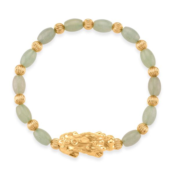 Grüner Aventurin Pixiu Armband, flexibel, gelb vergoldet ca. 35.00 ct image number 3