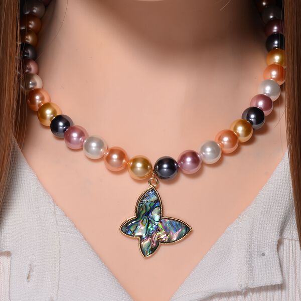 Mehrfarbige Muschelkernperlen und Abalone Muschel Halskette, 45 cm - 330 ct. image number 2