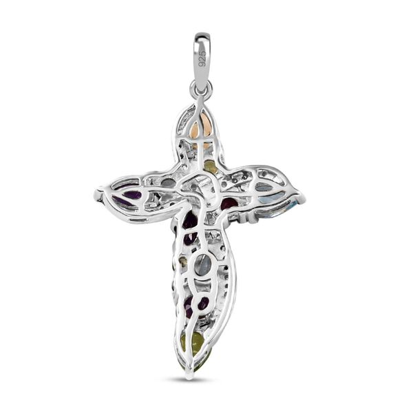 Mehrfarbiger Edelstein Kreuz-Anhänger, 925 Silber platiniert ca. 3,13 ct image number 5