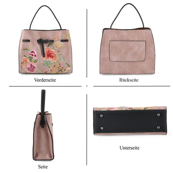 Florale Kunstprint Crossbody Tasche mit Komfort-Schulterriemen, 30x13x23cm, Rosa image number 4