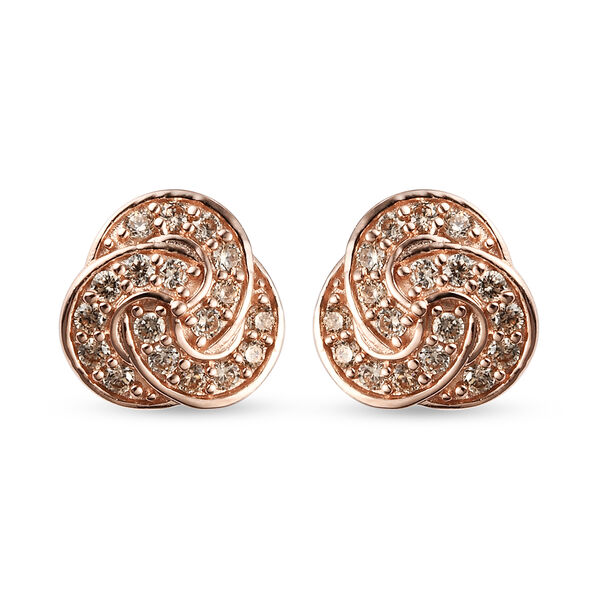 Champagner Zirkonia Ohrringe Messing Rosevergoldet ca. 1,66 ct