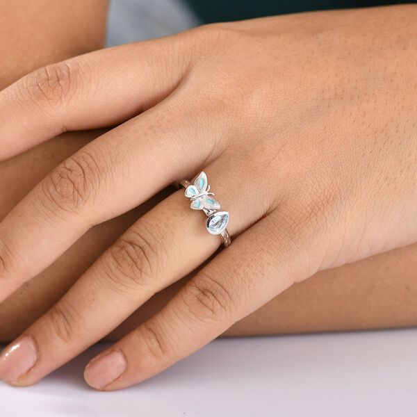 GP Trionfo Kollektion - Himmelblauer Topas, Kanchanaburi Blauer Saphir Ring, 925 Silber rhodiniert (Größe 18.00) ca. 0.55 ct image number 3