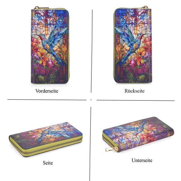 Geldbörsen-Set mit Vogel-Muster und bedruckter Schal aus 100% Seide image number 4