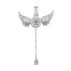 Designer Stil- Moissanit Engelanhänger mit beweglichen Flügeln 925 Silber rhodiniert ca. 1.26 ct