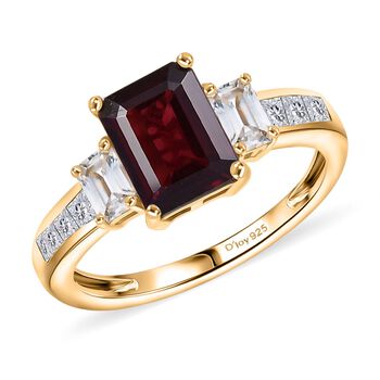 D'Joy nat&uuml;rlicher Rhodolith Granat und Zirkon Ring - 3,19 ct.