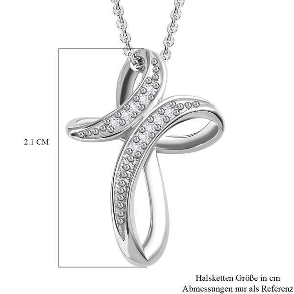 Wei&szlig;er Diamant Anh&auml;nger mit Kette, 925 Silber platiniert image number 7