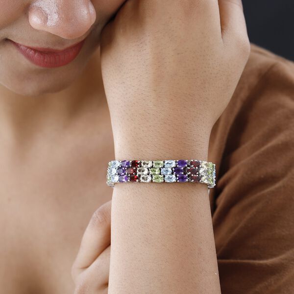 Mehrfarbiges Edelstein-Armband, 19 cm - 41,13 ct. image number 3