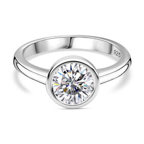 Moissanit Ring, 925 Silber rhodiniert - 1,19 ct.