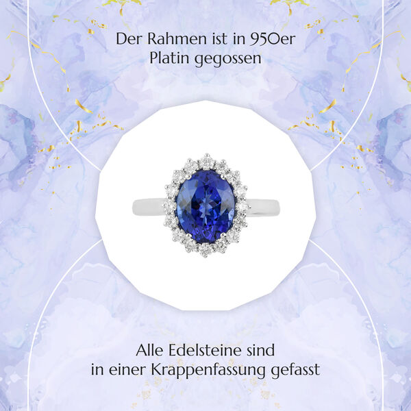 RHAPSODY AAAA Tansanit und VS E-F Diamant Halo Ring - 3,65 ct. image number 2