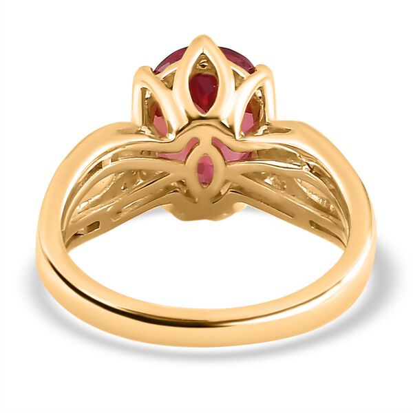 Lab Created Padparadscha-Saphir, Weißer Zirkon Ring, 925 Silber Gelbgold Vermeil (Größe 21.00) ca. 4.24 ct image number 6