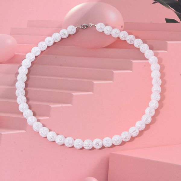 Wei&szlig;e Eis Quarz Halskette, 45cm - 250,15 ct. image number 1