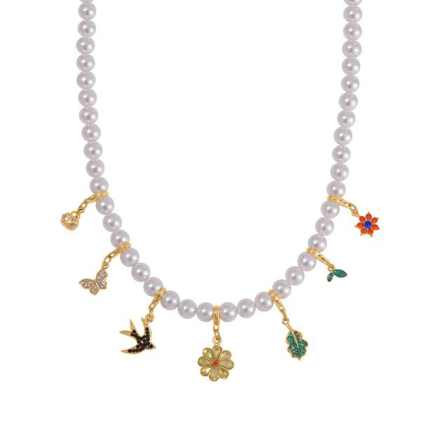 Wei&szlig;e Muschelkernperle Halskette ca. 50 cm Legierung Standard gelb vergoldet image number 3