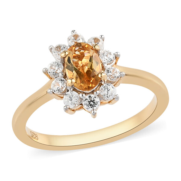 Citrin und Zirkon Ring 925 Silber vergoldet  ca. 0,93 ct image number 4