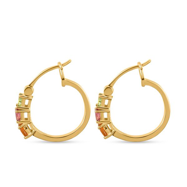 Natürliche mehrfach-Turmalin Creolen, 925 Silber vergoldet ca. 1.00 ct image number 4