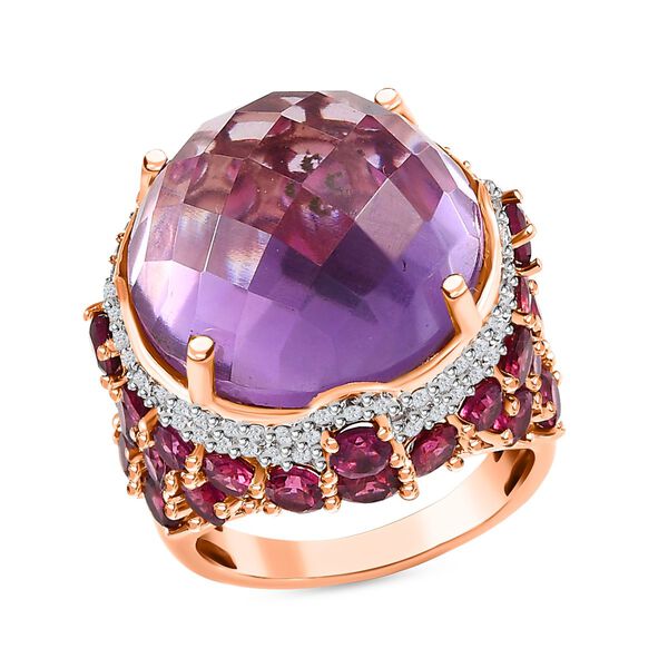 GP Art Déco Kollektion - Rose De France Amethyst, Rhodolith Granat und Multi-Edelstein-Ring - 24,72 ct. image number 3