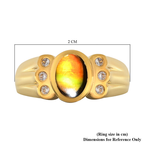 Ammolit und Zirkon Ring 925 Silber vergoldet  ca. 0,94 ct image number 5