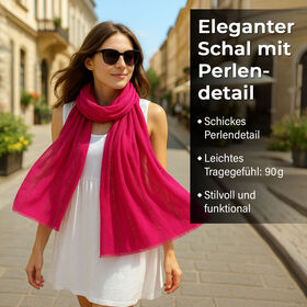 Perlenverzierter Schal, 50% Baumwolle 50% Viskose, 180x90cm, Rosa