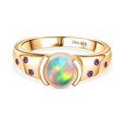 D'Joy AA Natürlicher, äthiopischer Welo Opal, Afrikanischer Amethyst Ring 925 Silber 750 Gelb Vergoldet (Größe 17.00) (10-15 Werktage Lieferzeit) ca. 0.98 ct