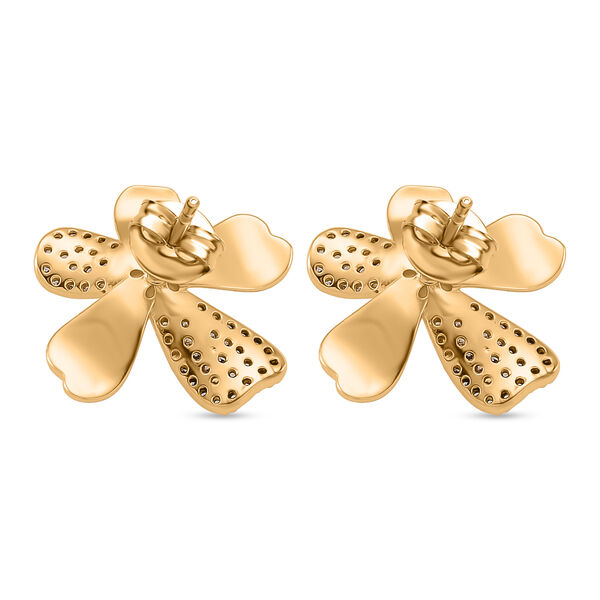 Wei&szlig;e S&uuml;&szlig;wasser Perle (6-8 mm), Wei&szlig;er Zirkonia Ohrringe Nickelfreies Messing vergoldet image number 4