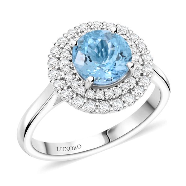 LUXORO zertifiziert und gepr&uuml;ft AAA Santamaria Aquamarin und Diamant Ring in 417 Wei&szlig;gold - 1,69 ct. image number 0
