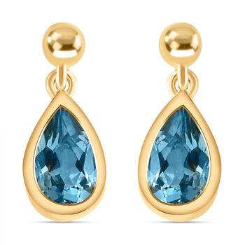 Schweizer Blautopas-Ohrringe, 925 Silber vergoldet ca. 2,05 ct