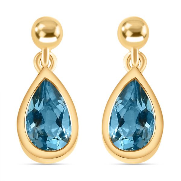 Schweizer Blautopas-Ohrringe, 925 Silber vergoldet ca. 2,05 ct