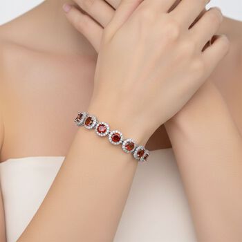 Granatrotes und wei&szlig;es Zirkonia 19cm Armband