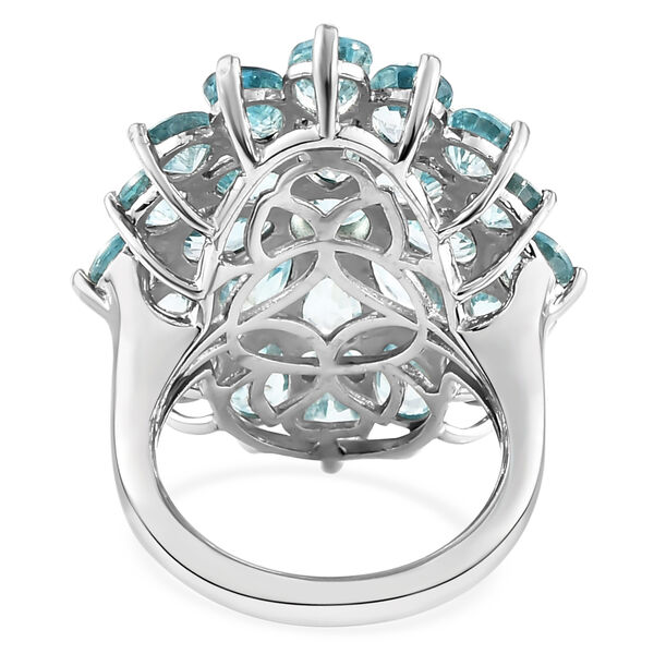 Kambodschanischer, blauer Zirkon-Ring, 925 Silber platiniert  ca. 14,89 ct image number 6