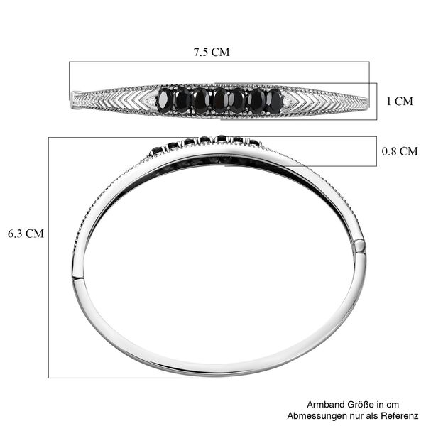 Schwarzer Spinell, Weißer Zirkon Armreif ca. 18 cm Edelstahl ca. 4,37 ct. image number 6