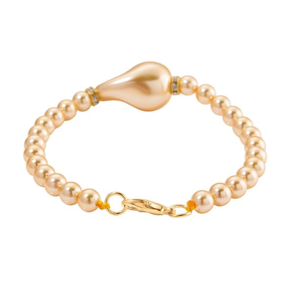 3er Set Goldene Muschelkernperlen-Schmuckstücke, bestehend aus Armband (ca. 19 cm) und zwei Halsketten (ca. 40 cm und 50 cm), gelb vergoldet image number 7