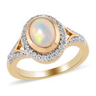 Natürlicher, äthiopischer Opal und Zirkon-Halo-Ring in Silber image number 3