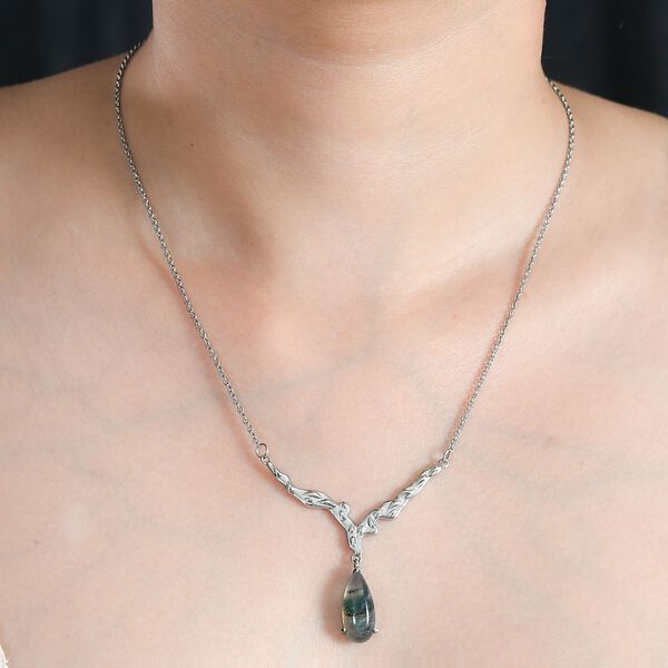 Moosachat Halskette, 45 cm - 5,67 ct. image number 3