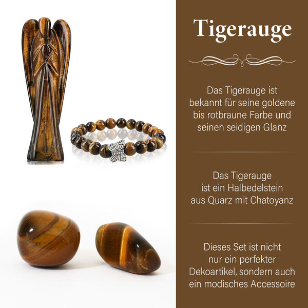 2er Set - Schutzengel Handschmeichler und Armband aus Tigerauge image number 2