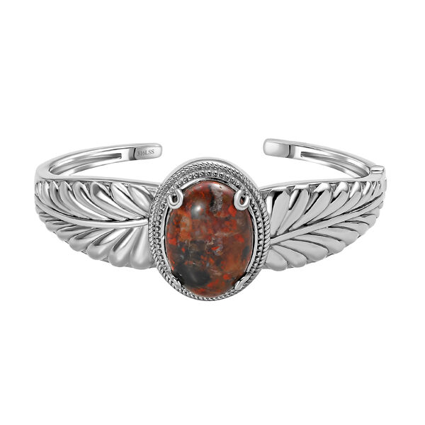 Porzellan Jaspis Armreif ca. 19 cm 316L Edelstahl ca. 25.27 ct