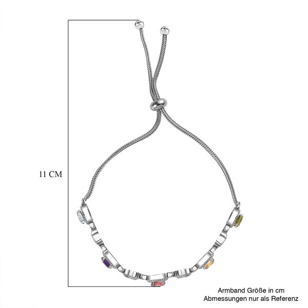 Roter Granat, Himmelblauer Topas Armband ca. 26.75 cm Edelstahl ca. 2.63 ct image number 6
