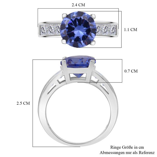 Lustro Stella Blauer Saphir-Farbener Zirkonia, Wei&szlig;er Zirkonia Ring 925 Silber rhodiniert (Gr&ouml;&szlig;e 19.00) image number 6