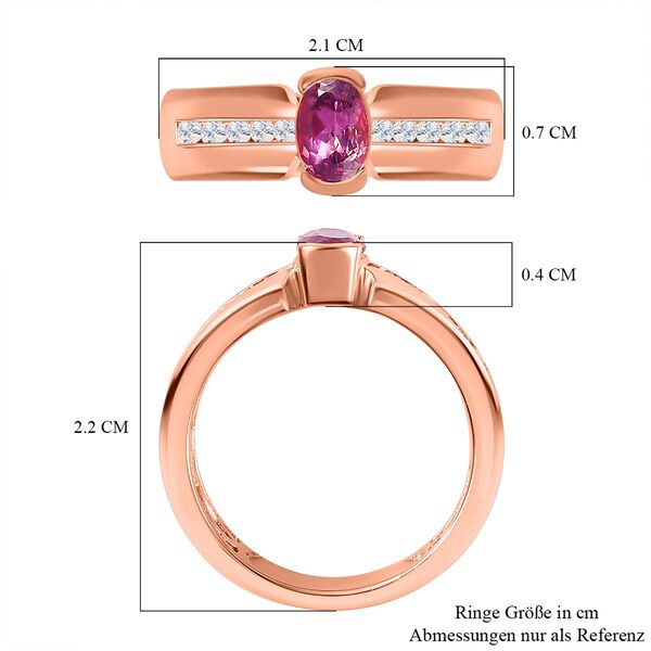 AA Lila Spinell, wei&szlig;er Zirkon Ring, 925 Silber Ros&eacute;gold Vermeil (Gr&ouml;&szlig;e 21.00) ca. 0.83 ct image number 7
