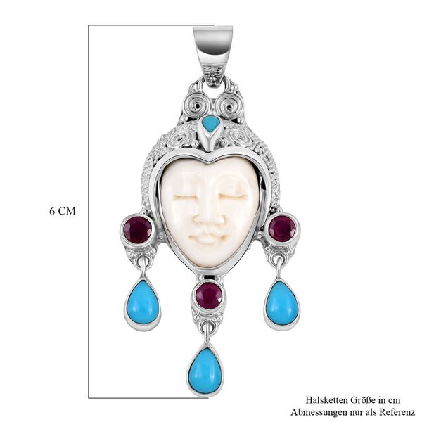 Royal Bali - Sleeping Beauty T&uuml;rkis und afrikanischer Rubin-Anh&auml;nger, (Fissure gef&uuml;llt), 925 Silber ca. 4.19 ct image number 6