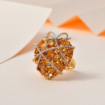 GP Amore Kollektion- AA Citrin, Zirkon und blauer Saphir-Ring- 9,29 ct.