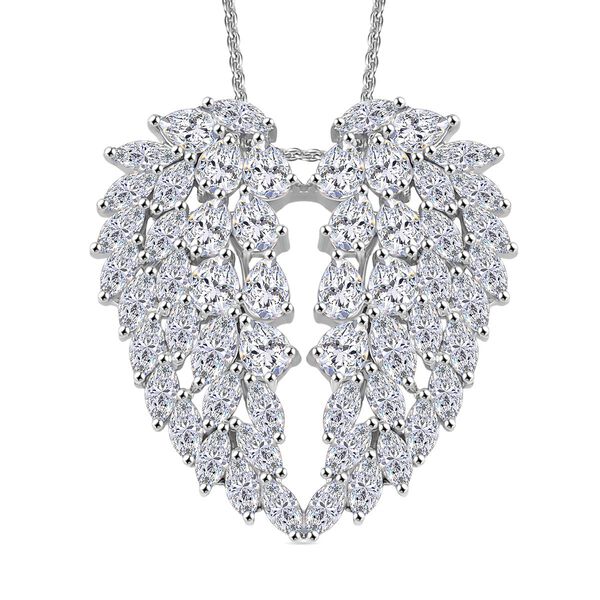 GP Amore Kollektion - Wei&szlig;er Zirkon und blauer Saphir Anh&auml;nger mit 45cm Kette - 8,33 ct.