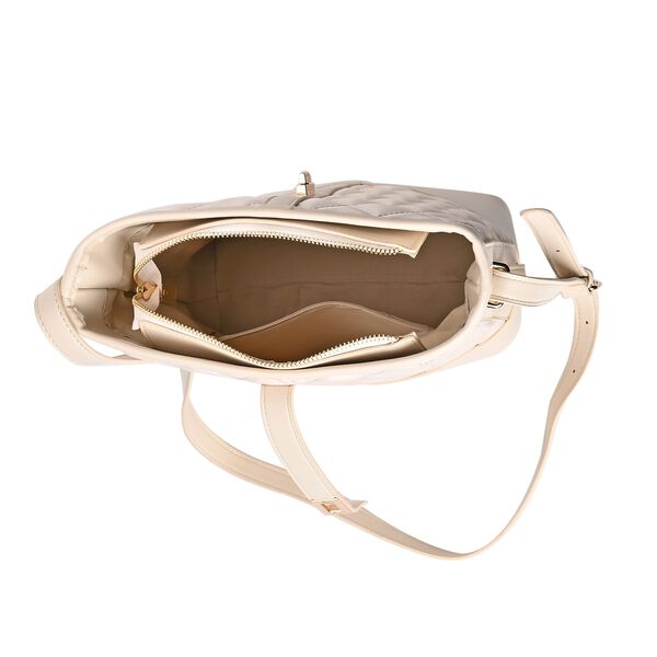 Gesteppte Umhängetasche, Karomuster, beige image number 5